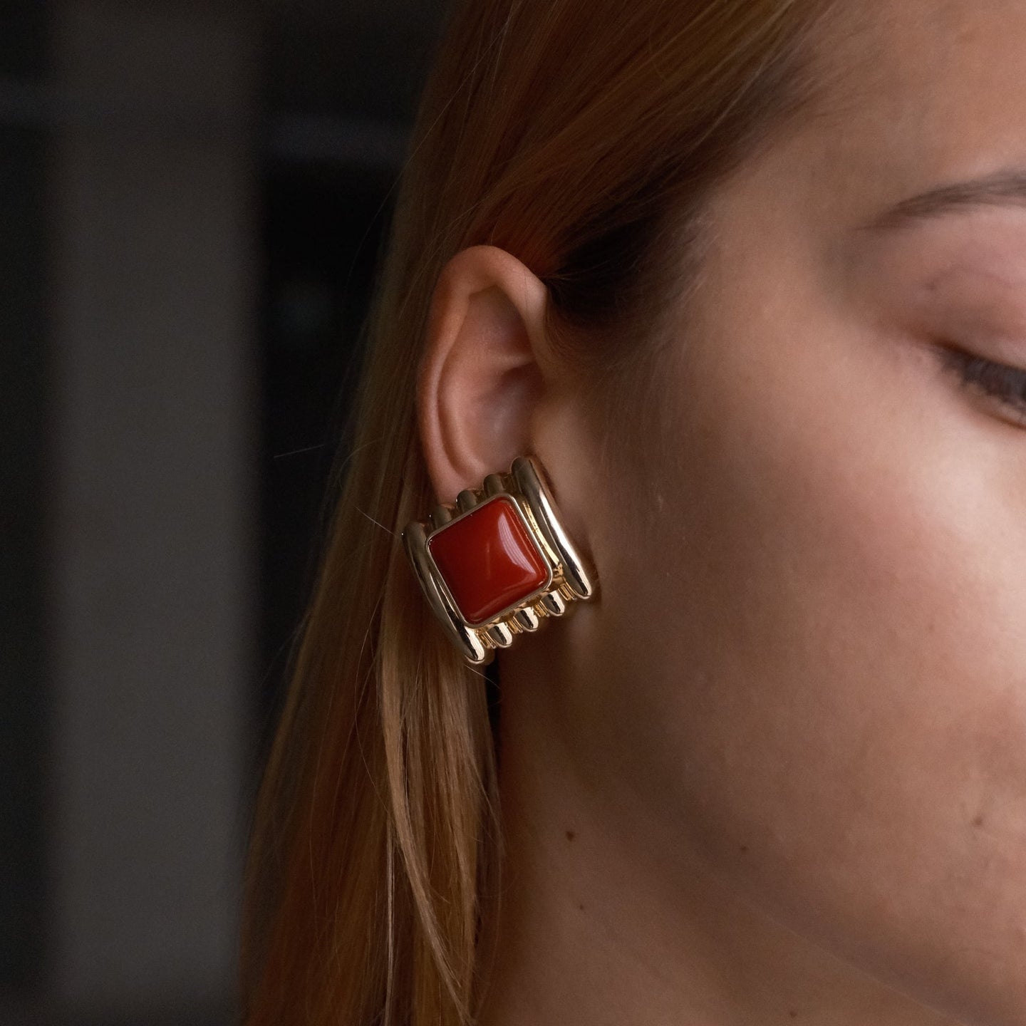 Kırmızı Vintage Küpe